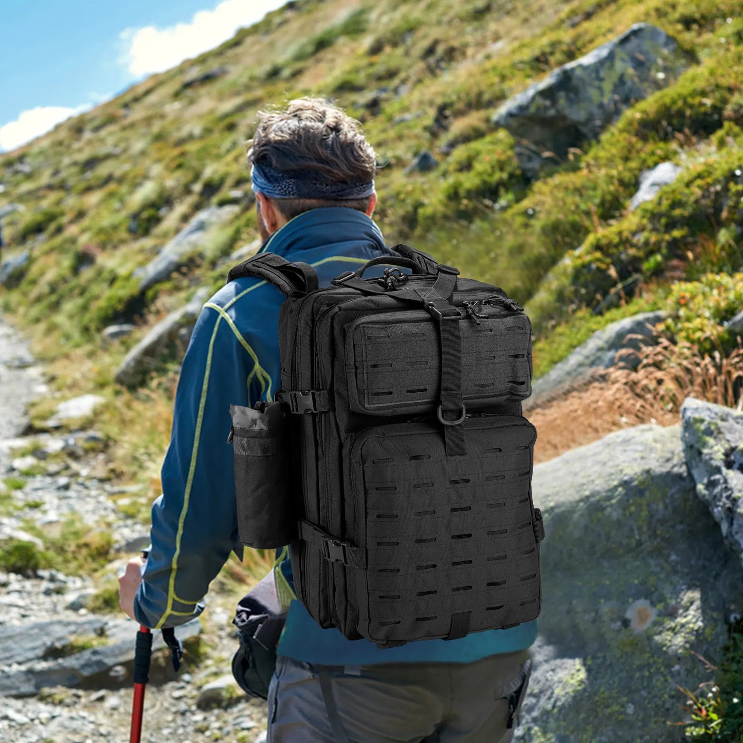 45L Military Tactical Backpack, Large Capacity Army Assault Backpack Waterproof Rucksack for Hiking Hunting Trekking Camping