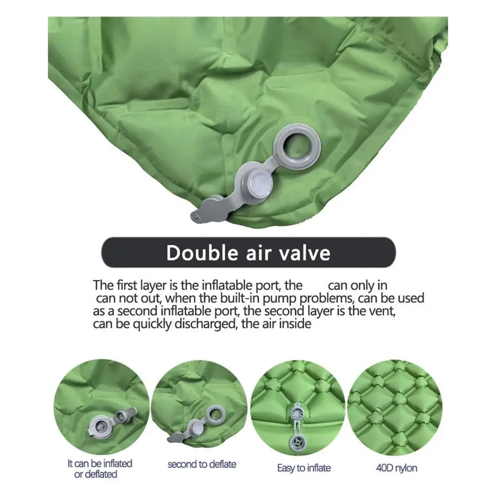 Inflatable Camping Mattress With Pillow Outdoor Sleeping Pad Ultralights Air Mat Built-in Footstep Inflator Pump For Camp Tent