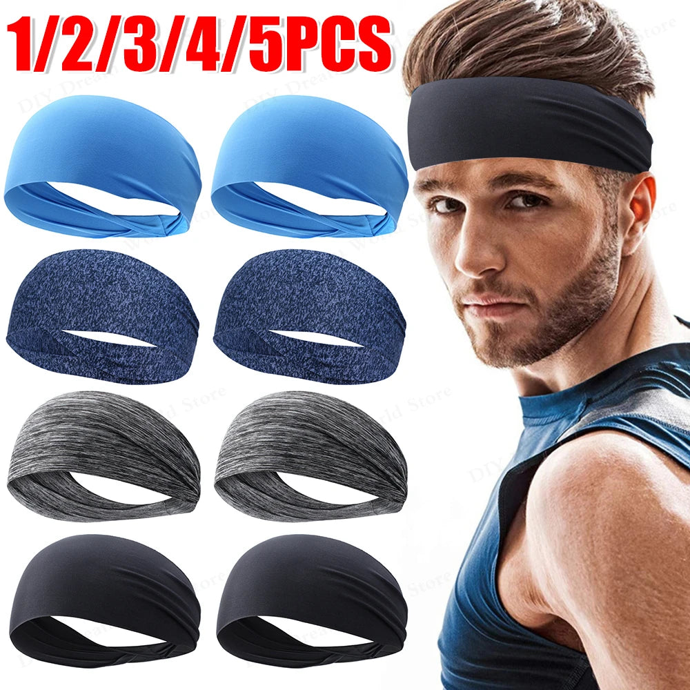 5-1PCS Sports Sweatband Breathable Sweat Absorbent Headband Soft Smooth Outdoor Sport Yoga Headband Hair Head Band