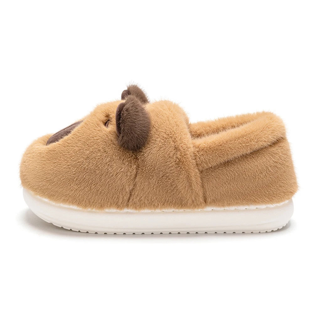 Winter Plush Capybara Slippers Thermal Slippers Warm Comfortable Non-slip Wrapped around the Heel Home Slippers for Men Women