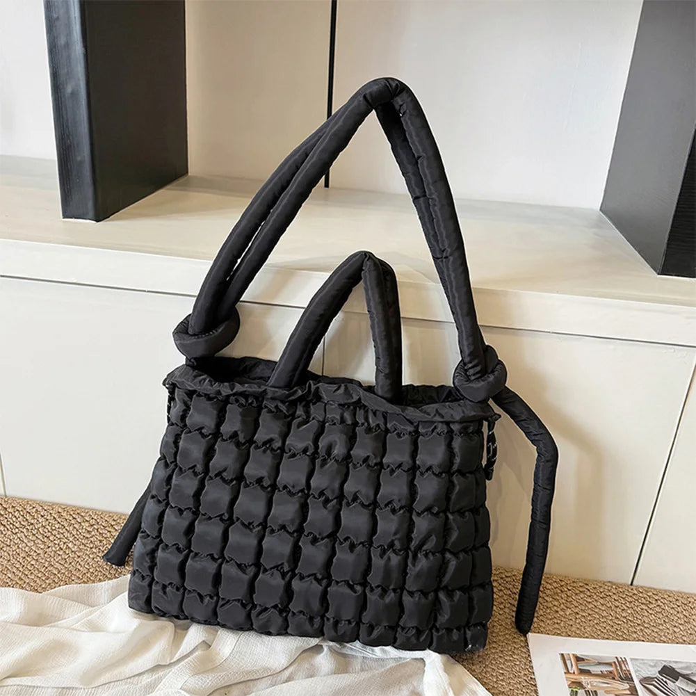 Shoulder Bag Magnetic Closure Puffer Tote Bag for Women Quilted Handbag Top Handle Bag for Work Travel Shopping