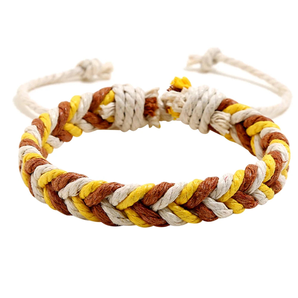 DIY Handmade Braided Rope Bracelet Colorful Ethnic Weave Bangles Jewelry Gift