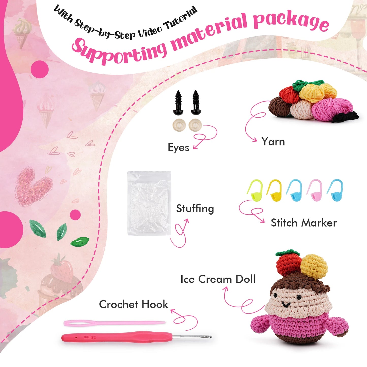 Cute Girl Crochet Kit - For Beginners With Step-by-Step Video Tutorials