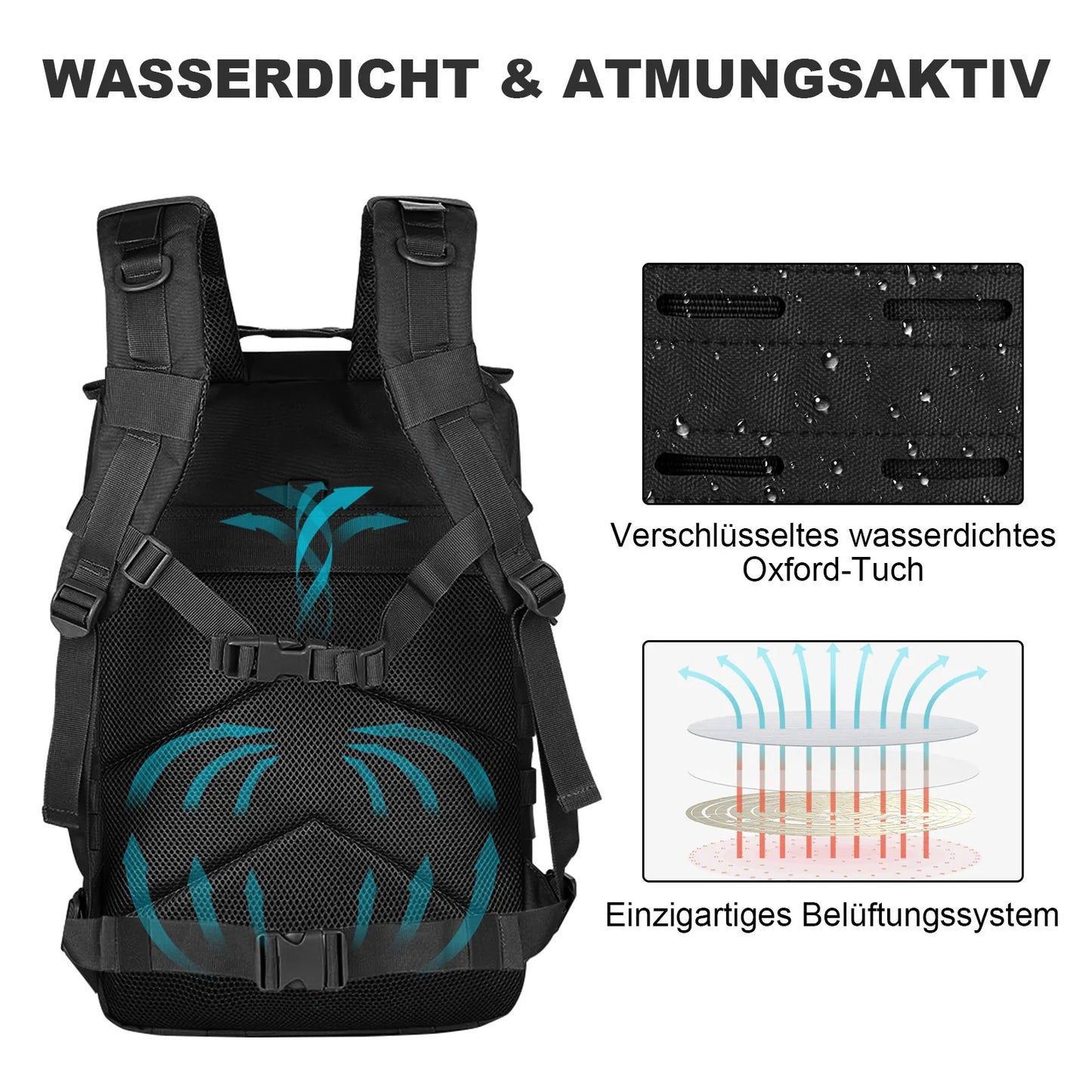 45L Military Tactical Backpack, Large Capacity Army Assault Backpack Waterproof Rucksack for Hiking Hunting Trekking Camping