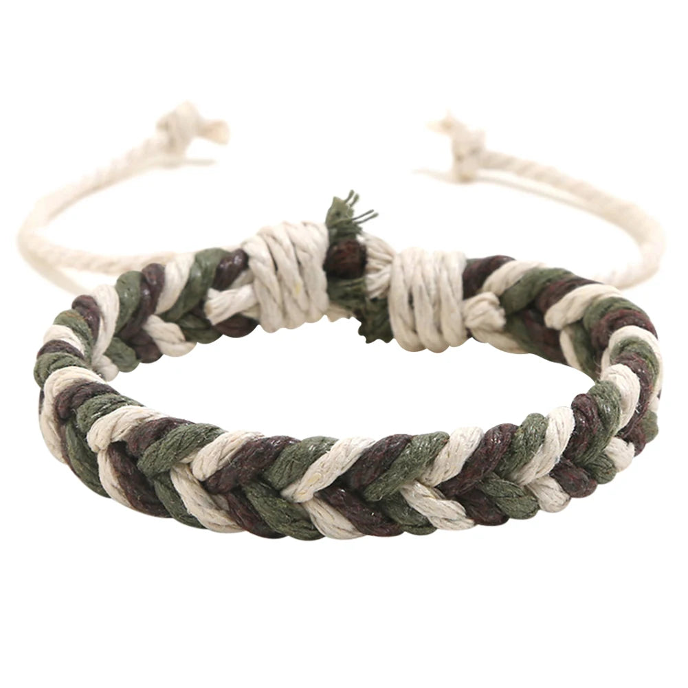 DIY Handmade Braided Rope Bracelet Colorful Ethnic Weave Bangles Jewelry Gift