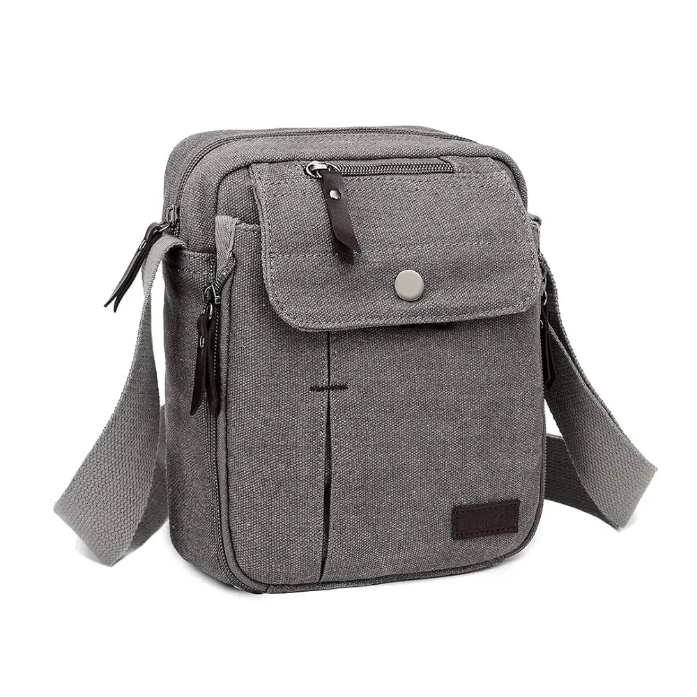 Kono Men's Canvas Messenger Bag - Small Crossbody Shoulder Satchel with Multi-Pockets for Travel & Daily Use