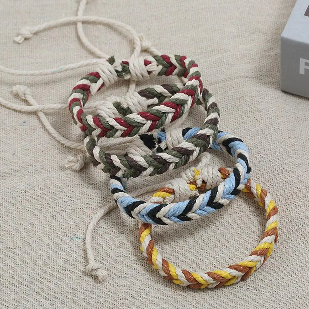 DIY Handmade Braided Rope Bracelet Colorful Ethnic Weave Bangles Jewelry Gift