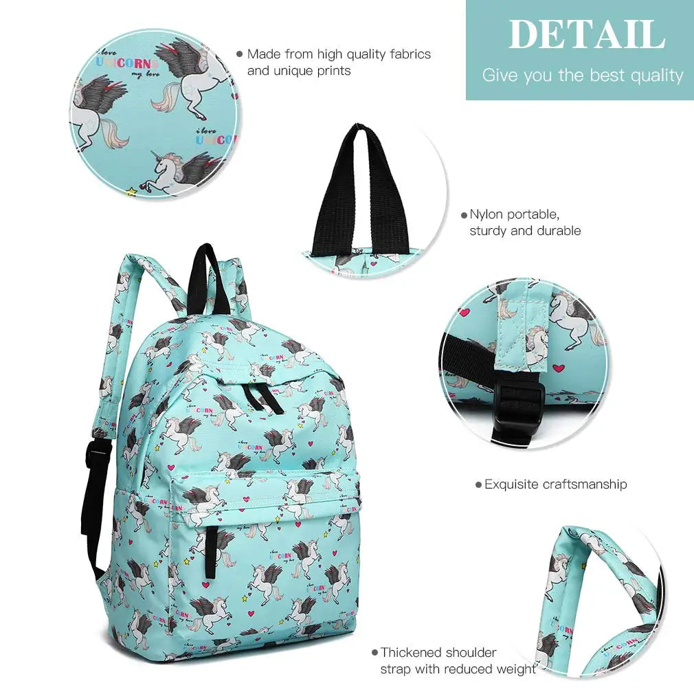 Kono Kids' Unicorn Backpack - Canvas School Rucksack for Boys & Girls, Fashion Printed Bookbag for Teens