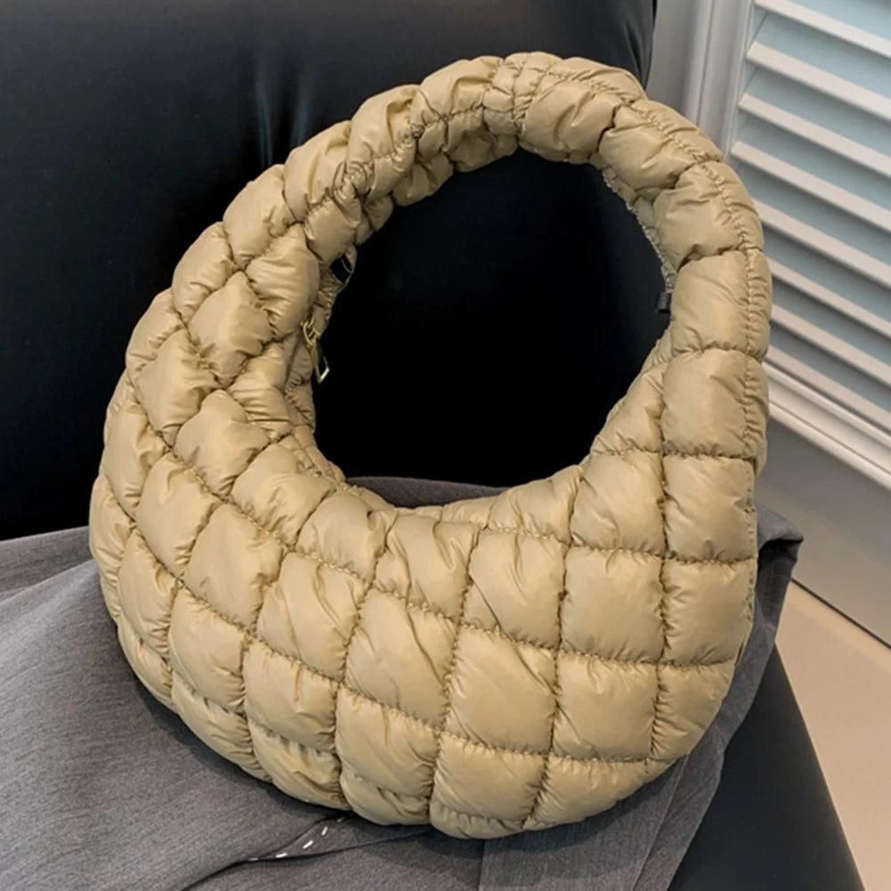 Women Padded Hobo Bag Versatile Soft Satchel Bag Lightweight Cloud Pleatd Bag Quilted Tote Handbag Fall Winter Purse