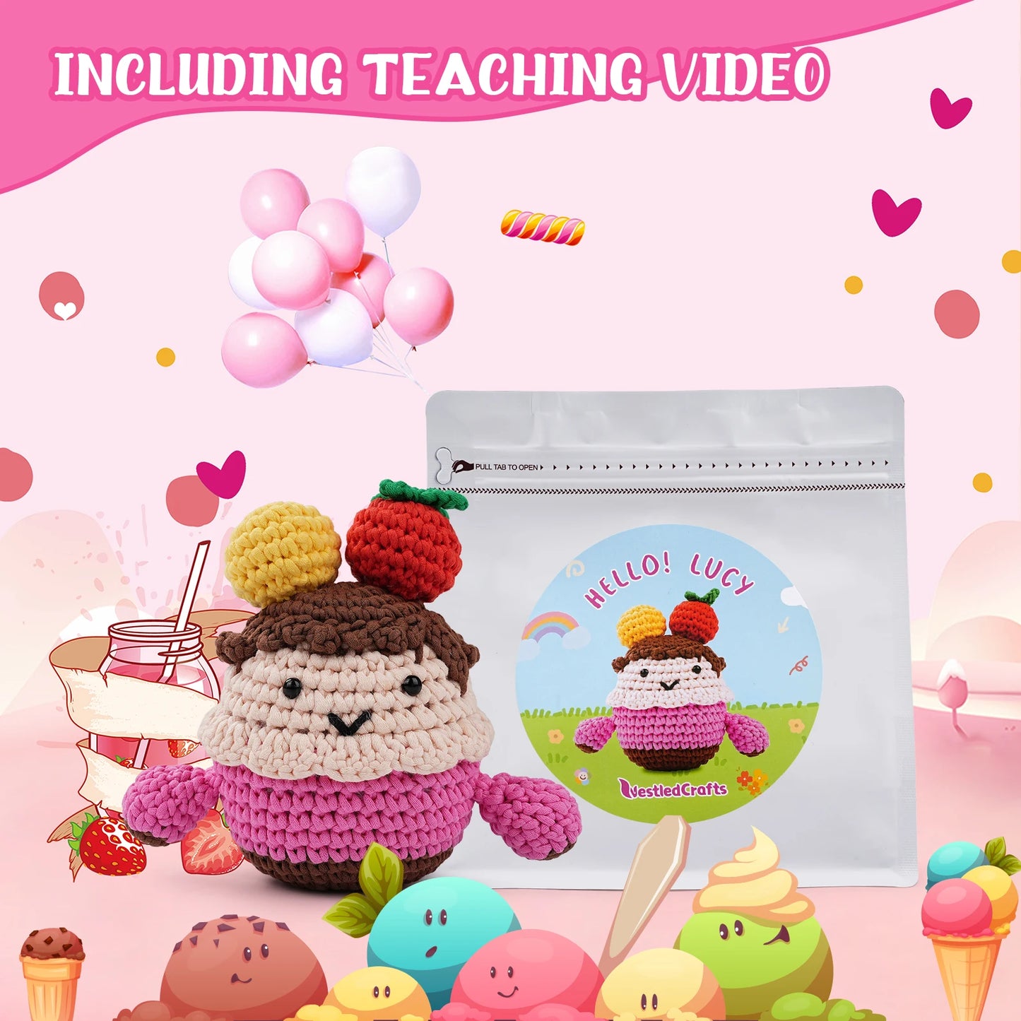 Cute Girl Crochet Kit - For Beginners With Step-by-Step Video Tutorials