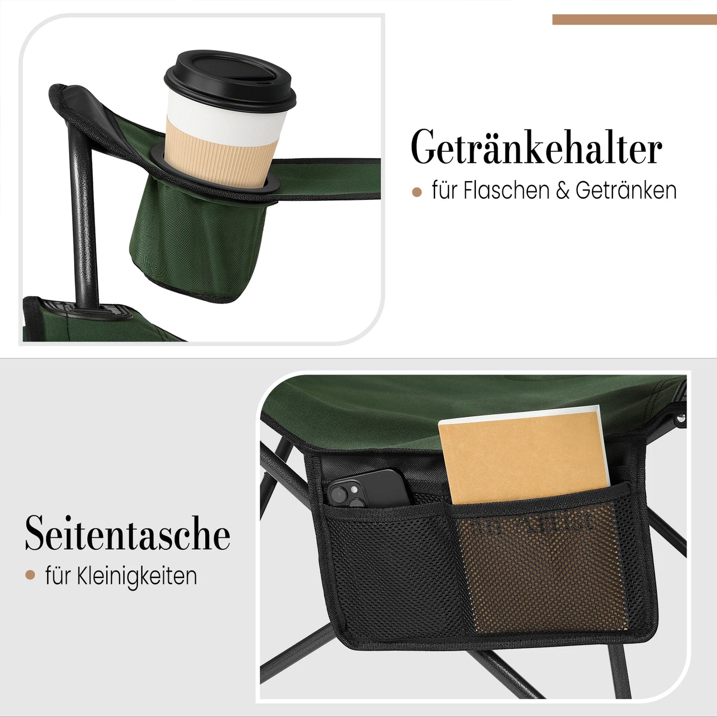 WOLTU Foldable Camping Fishing Chair Lightweight Deckchair Lounge Chair with Removable Headrest Retractable Footrest for Outdoor