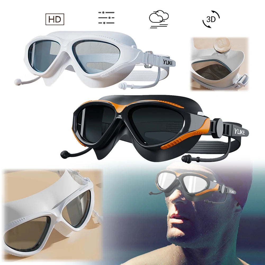 Professional HD Swim Glasses Anti-Fog Wide View Swim Goggles Waterproof Swim Sports Eyewear for Women Men
