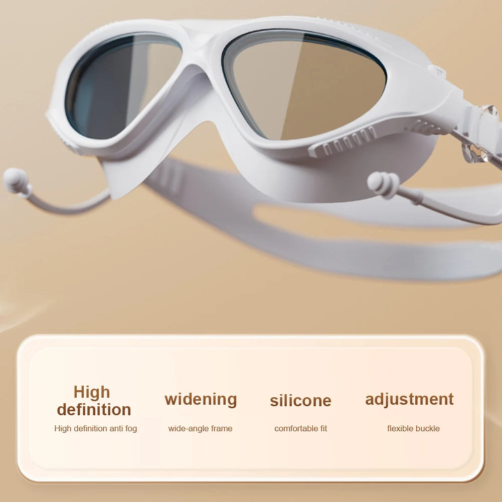 Professional HD Swim Glasses Anti-Fog Wide View Swim Goggles Waterproof Swim Sports Eyewear for Women Men