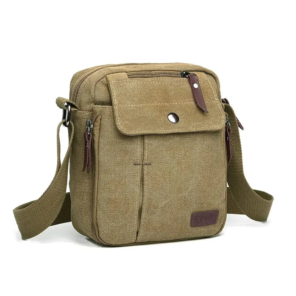 Kono Men's Canvas Messenger Bag - Small Crossbody Shoulder Satchel with Multi-Pockets for Travel & Daily Use