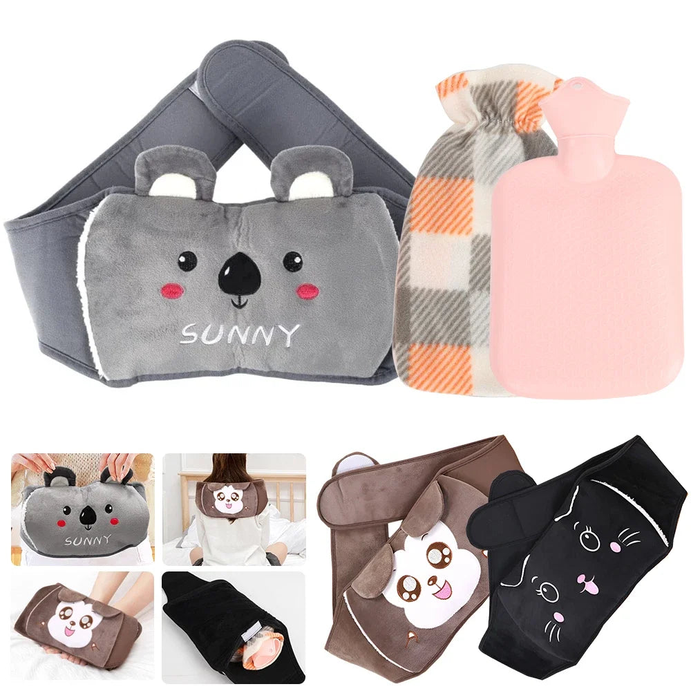 1000ml Hot Water Bottle Bag With Warm Pouch Waist Cover Belt Warmer Waist Bag
