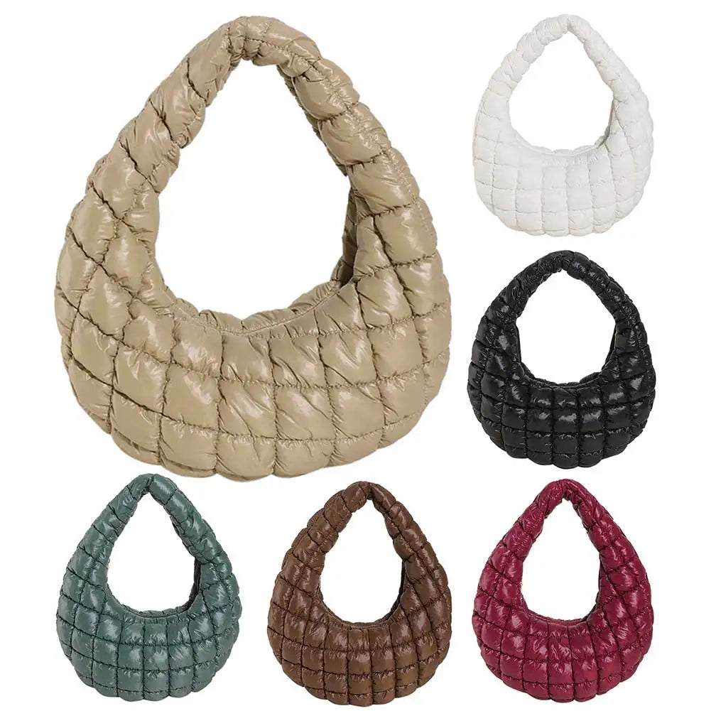 Women Padded Hobo Bag Versatile Soft Satchel Bag Lightweight Cloud Pleatd Bag Quilted Tote Handbag Fall Winter Purse