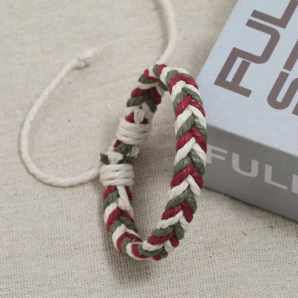 DIY Handmade Braided Rope Bracelet Colorful Ethnic Weave Bangles Jewelry Gift