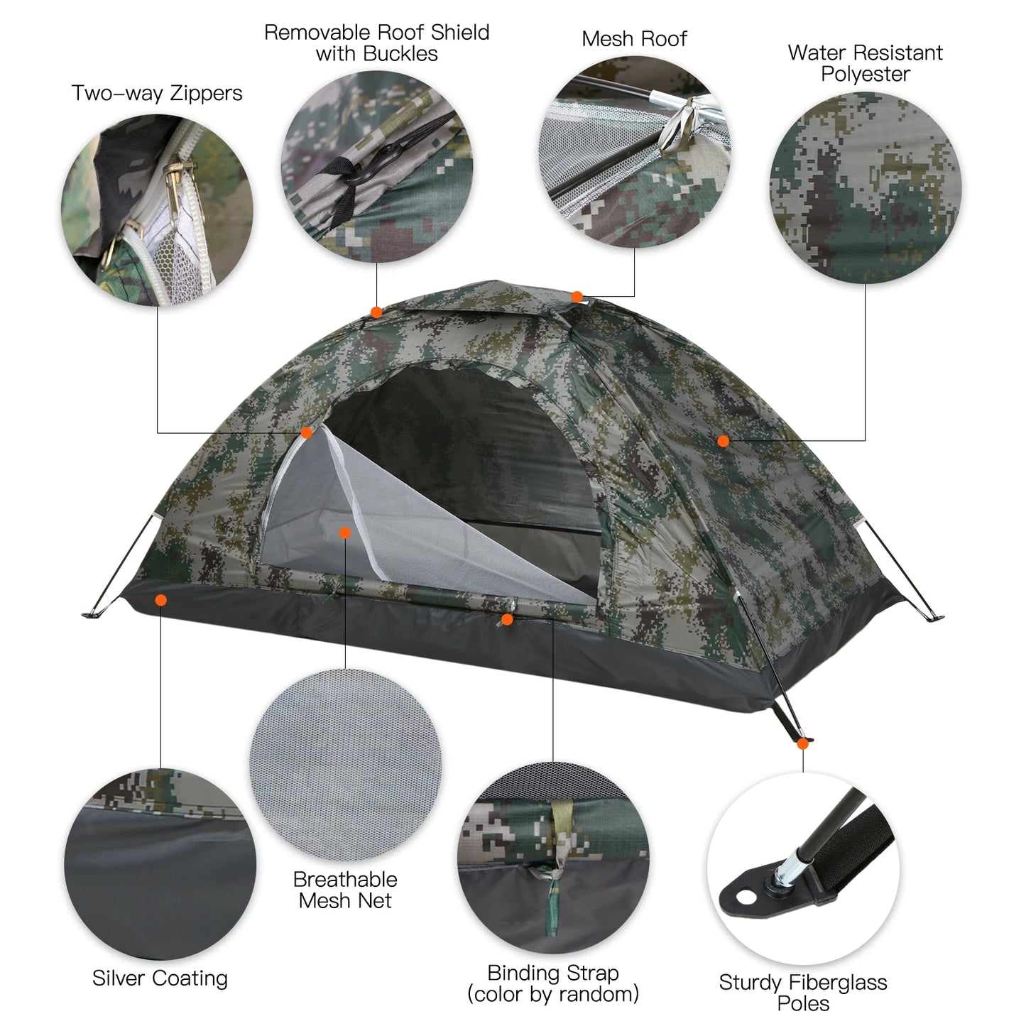 Mesh Camping Tent  Camping Tent Single Layer Portable Tent Anti-UV Coating UPF 30+ for Outdoor Beach Fishing