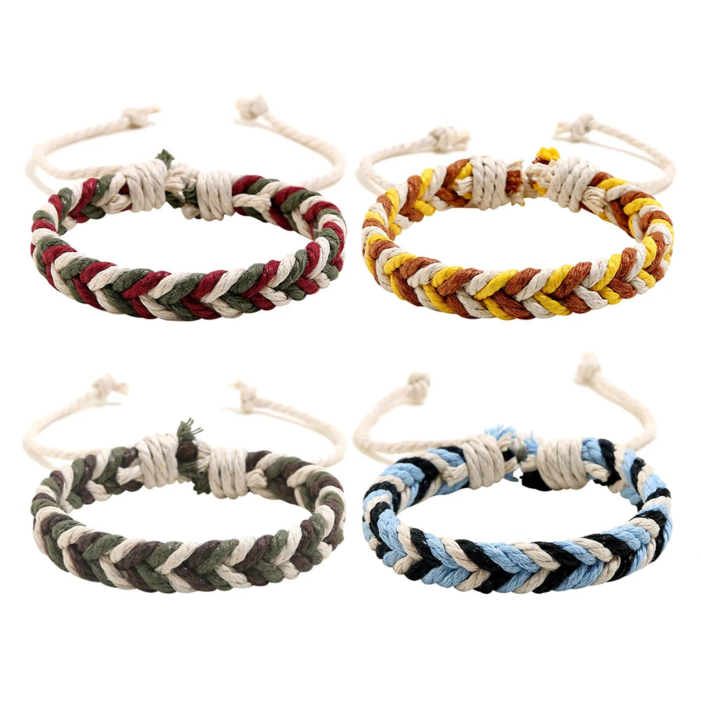 DIY Handmade Braided Rope Bracelet Colorful Ethnic Weave Bangles Jewelry Gift