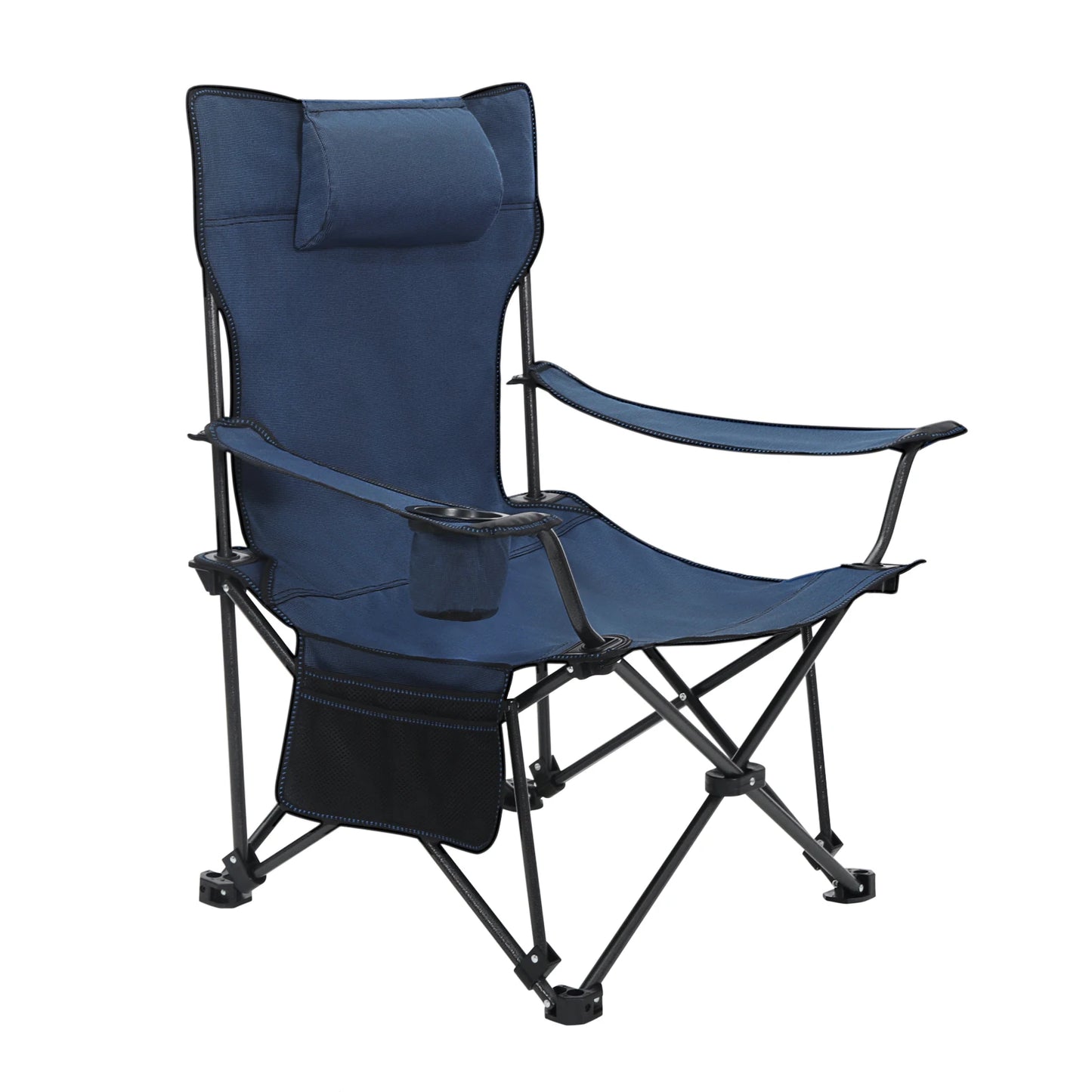 WOLTU Foldable Camping Fishing Chair Lightweight Deckchair Lounge Chair with Removable Headrest Retractable Footrest for Outdoor