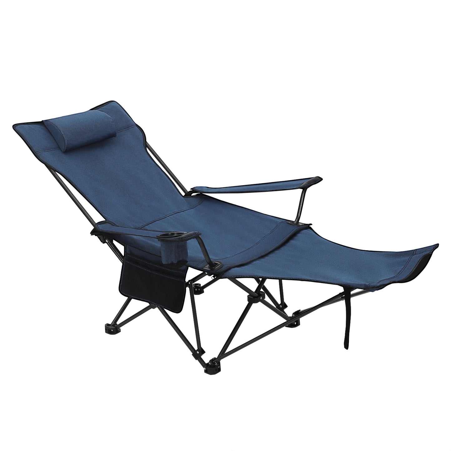 WOLTU Foldable Camping Fishing Chair Lightweight Deckchair Lounge Chair with Removable Headrest Retractable Footrest for Outdoor