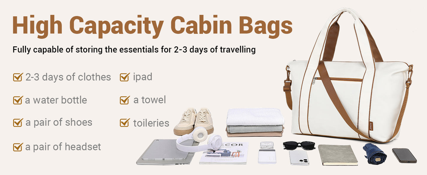 Kono Women’s Travel Duffel Bag - Underseat Cabin Carry On with Wet Pocket, Water-Resistant Weekender