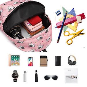 Kono Kids' Unicorn Backpack - Canvas School Rucksack for Boys & Girls, Fashion Printed Bookbag for Teens