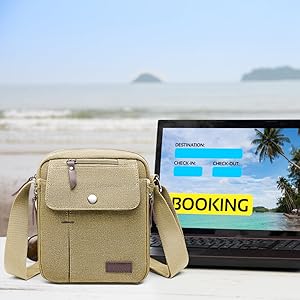 Kono Men's Canvas Messenger Bag - Small Crossbody Shoulder Satchel with Multi-Pockets for Travel & Daily Use