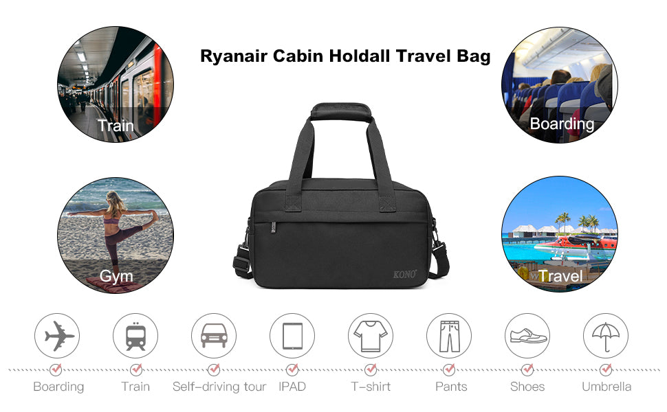 Kono Holdall Cabin Luggage Carry-on Bag Under Seat Flight Bag with Shoulder Strap
