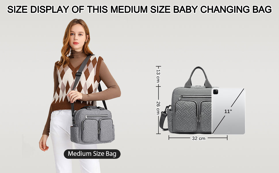 Kono Baby Changing Bag - Convertible Weekender Tote for Parents with Insulated Pockets, Diaper Messenger Bag for Travel
